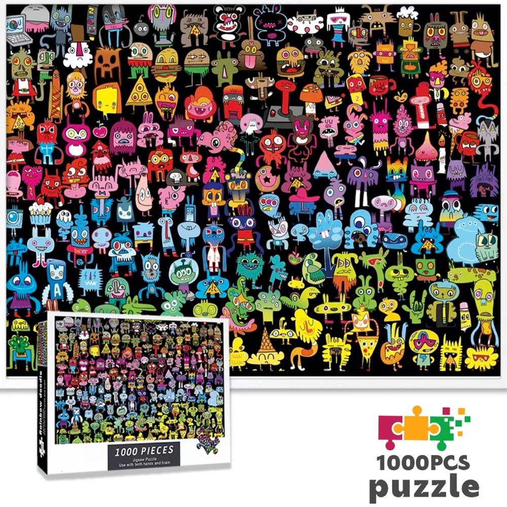 1000-Piece Colorful Cartoon Characters Puzzle Graffiti Multicolor